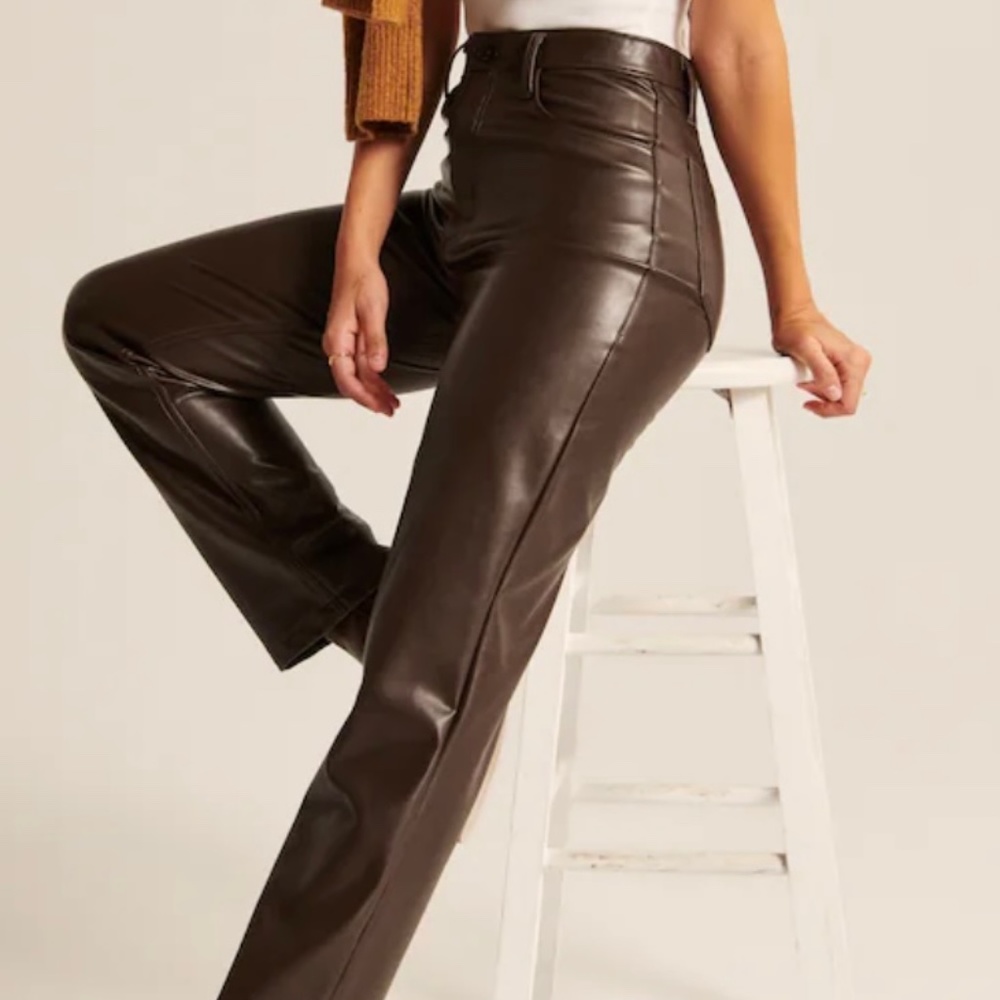 Abercrombie & Fitch Vegan Leather Pants Brown 27